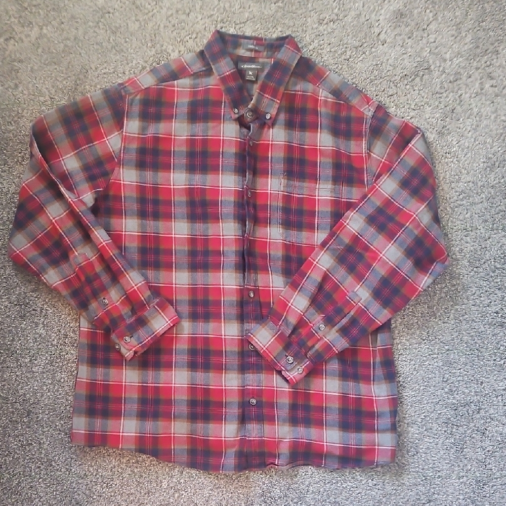 Eddie Bauer Red and Blue Plaid Casual Shirt